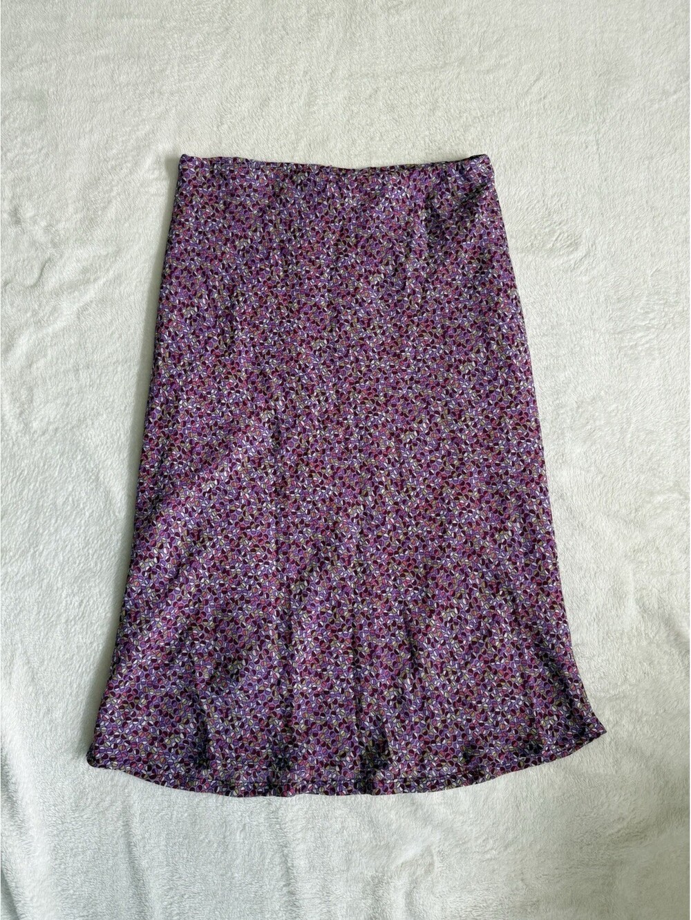 A. Byer Purple Pink White Floral Chiffon Midi A-Line Skirt Lined Zip M